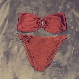 FASHION NOVA Chocolate Brown 2 piece high waist bikini  (NEVER WORN)